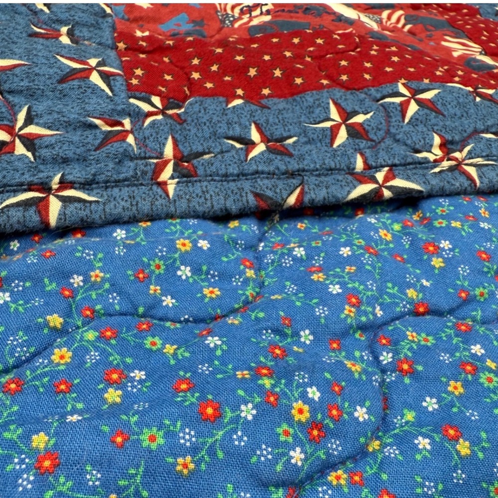 Vintage Military inspired baby quilt/lap blanket, two sided 33.5inx33.5in - Picture 10 of 11